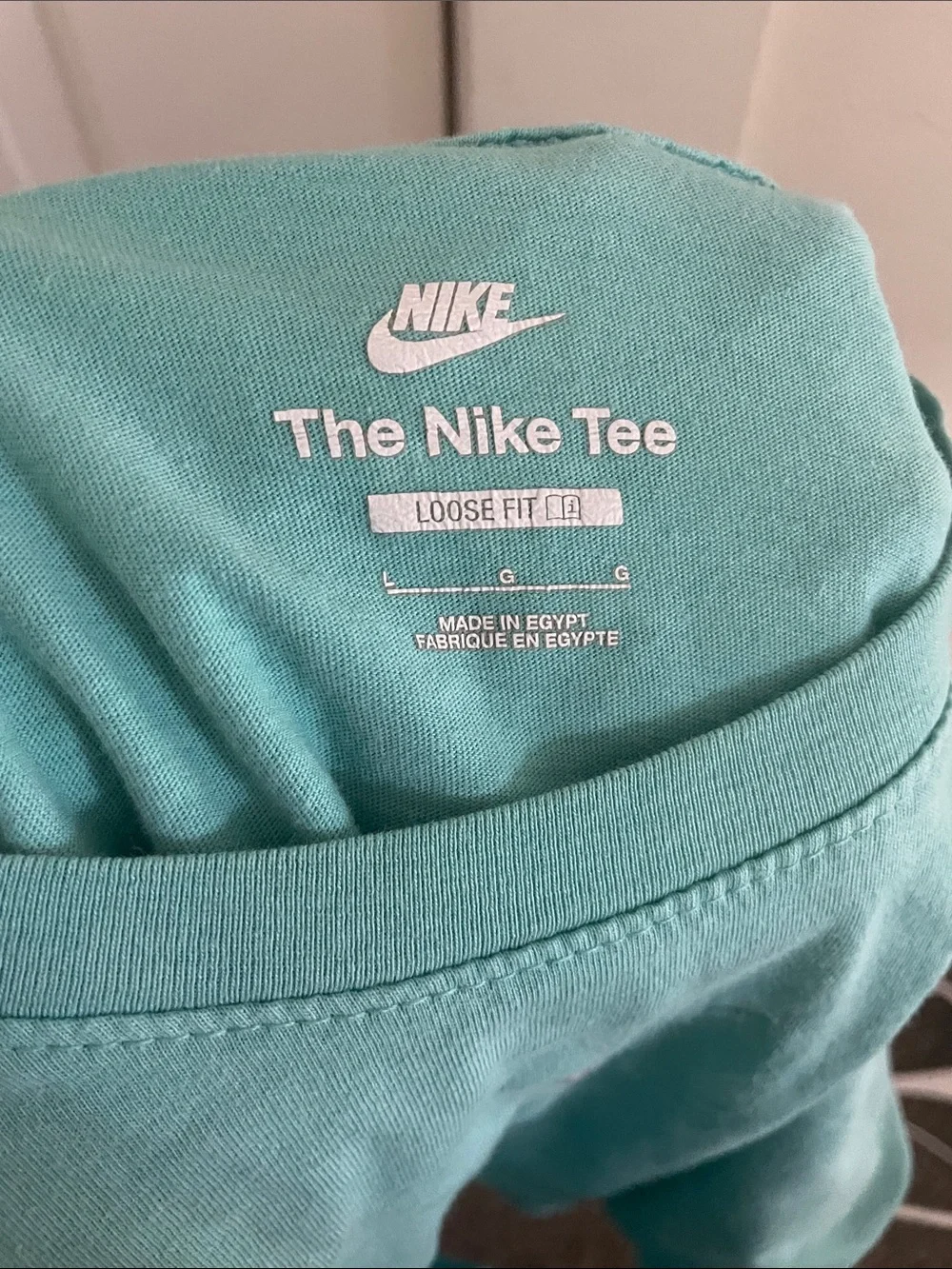 Nike Teal Cropped Crew Tee with White Swoosh